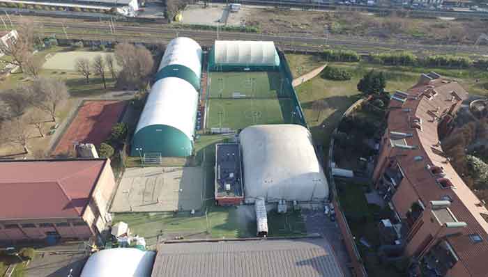 Lombardia Uno | Affitto Campi da Calcio, Calcetto, Beach Volley, Beach Tennis, Foot Volley e Paddle Padel a Milano | immagine Palauno aerea