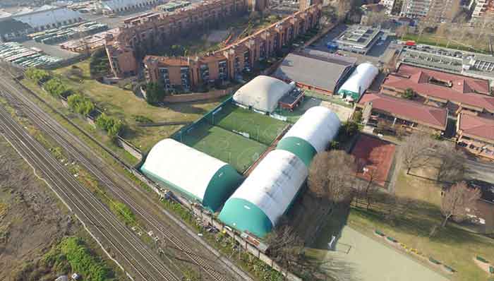 Lombardia Uno | Affitto Campi da Calcio, Calcetto, Beach Volley, Beach Tennis, Foot Volley e Paddle Padel a Milano | immagine Palauno aerea