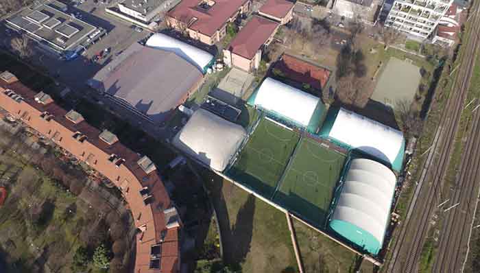 Lombardia Uno | Affitto Campi da Calcio, Calcetto, Beach Volley, Beach Tennis, Foot Volley e Paddle Padel a Milano | immagine Palauno aerea