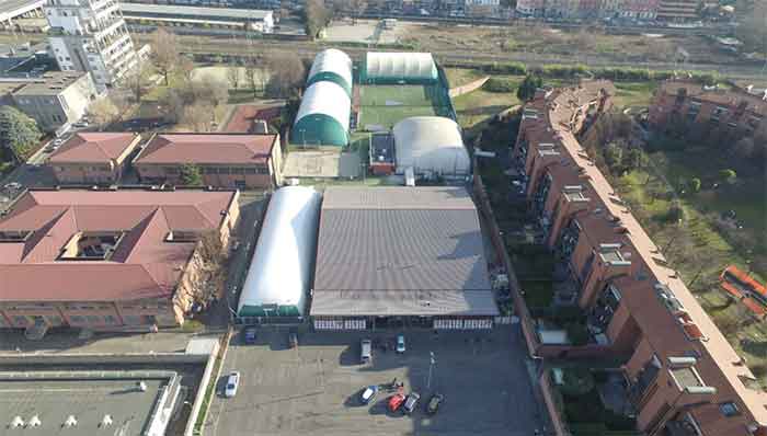 Lombardia Uno | Affitto Campi da Calcio, Calcetto, Beach Volley, Beach Tennis, Foot Volley e Paddle Padel a Milano | immagine Palauno aerea