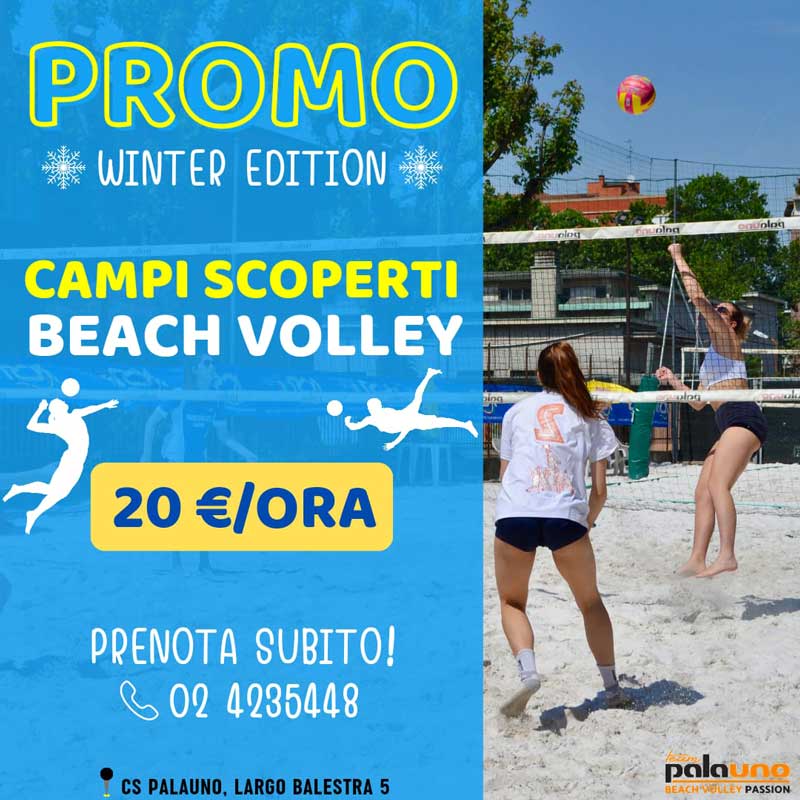 Lombardia Uno | Milan Club Calcio, Beach Volley, Tennis, Beach Tennis, Foot Volley, Ginnastica Artistica e Personal Training a Milano e in Lombardia. | immagine promo inverno beach volley