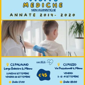 Locandina per le visite mediche sportive non agonistiche calcio a Milano