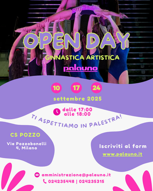 Lombardia Uno | Affitto Campi da Calcio, Calcetto, Beach Volley, Beach Tennis, Foot Volley e Paddle Padel a Milano | immagine open day ginnastica artistica